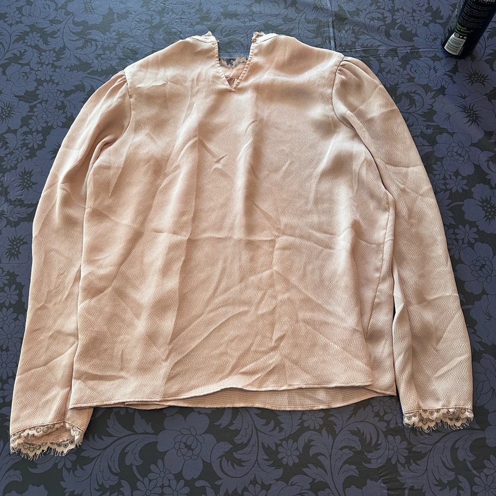 Large Express light pink/ivory blouse with lace trims